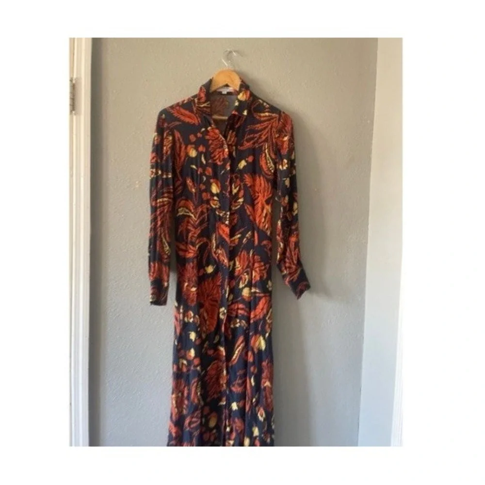 Thakoon Collective Floral Maxi Dress Collared Long Sleeve - Picture 5 of 9